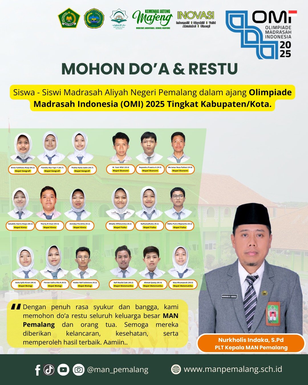 Madrasah Aliyah Negeri Pemalang Gelar Olimpiade Peringati HAORNAS ke-42