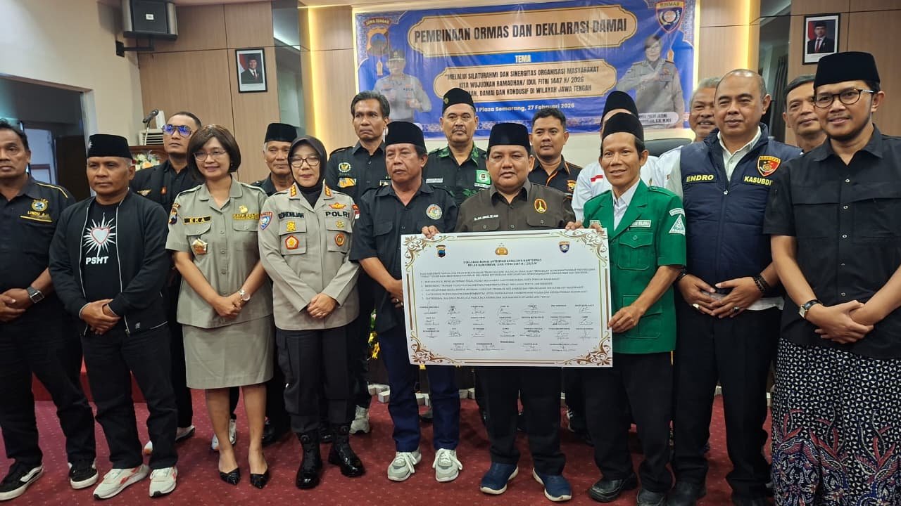 Jelang Ramadhan 1447 H, 21 Ormas Se-Jateng Deklarasi Damai Bersama Polda Jateng