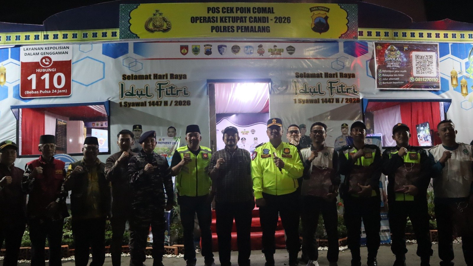 Letkol Inf Muhammad Arif Dandim 0711/Pemalang Bersama Anggota Polres dan Forkopimda Monitoring Pos Pengamanan Arus Mudik Lebaran 1447 H/2026 M