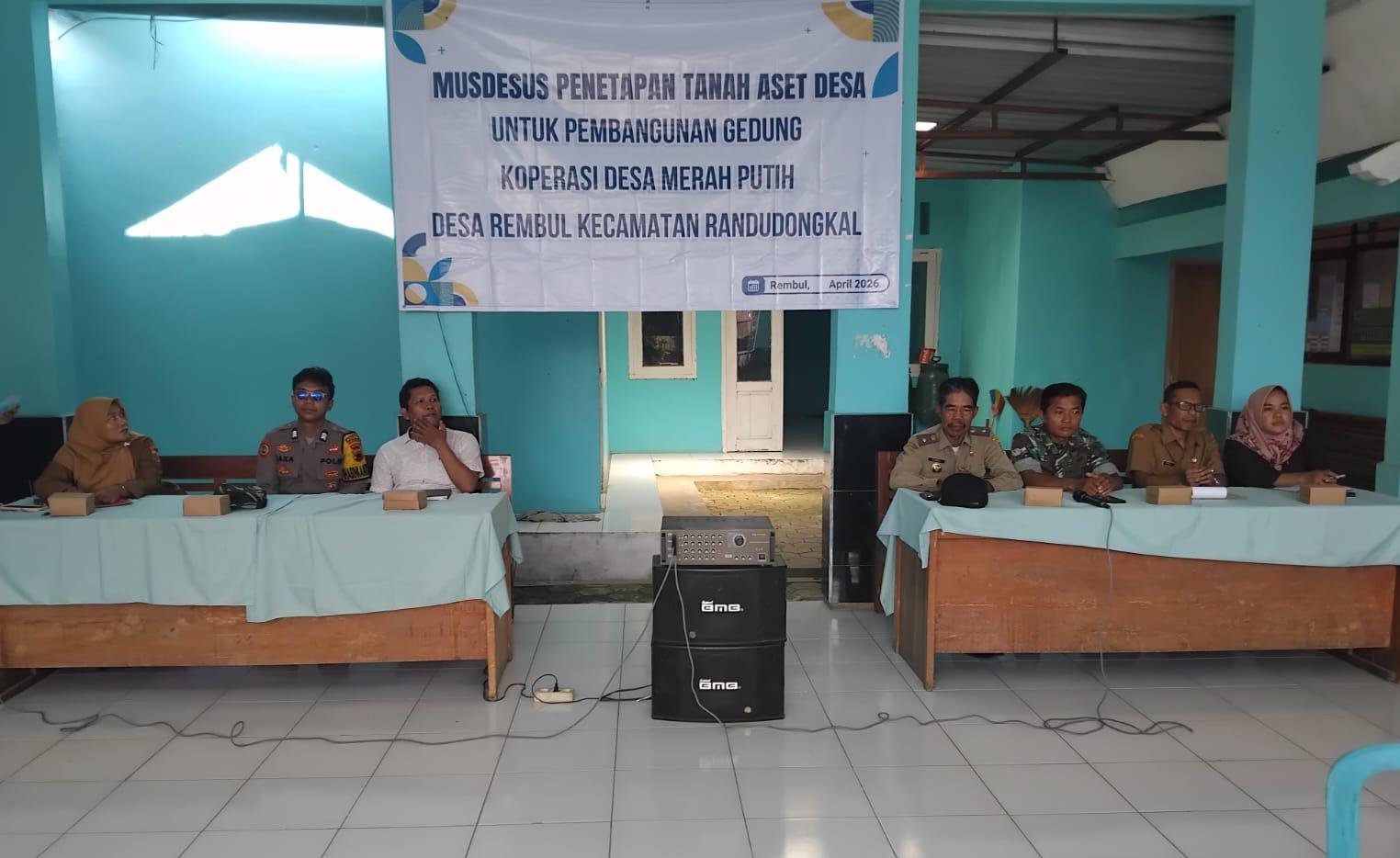 Musyawarah Desa Rembul Tetap Berjalan Danramil Randudongkal Hadir ” Dalam Rangka Pembangunan Gerai Koperasi Desa , Kelurahan Merah Putih “